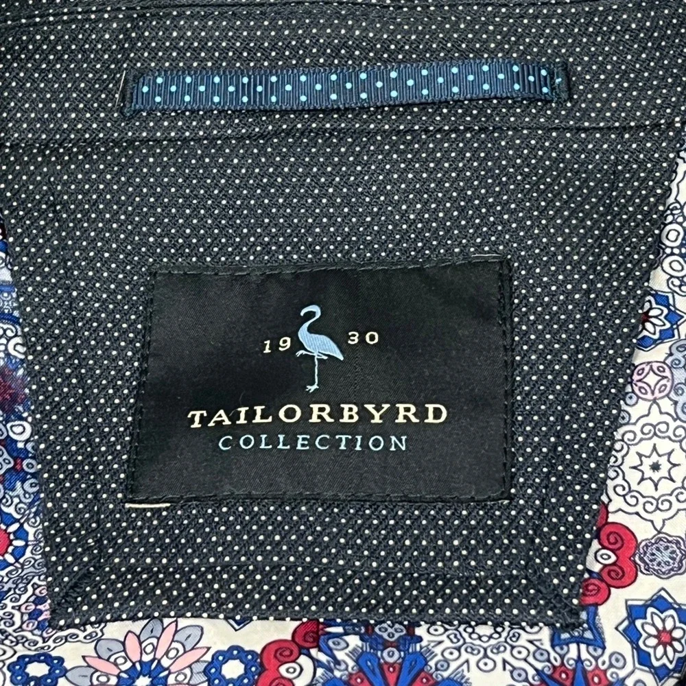 Tailorbyrd Collection Mens 44L Navy Blue Micro Dot Cotton 2 Button Blazer Jacket